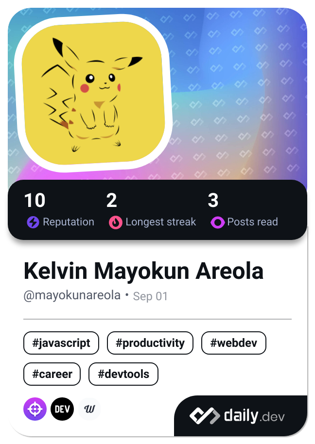 Kelvin Mayokun Areola's Dev Card