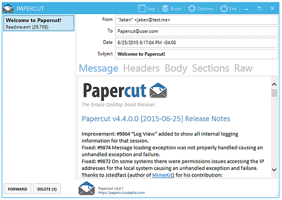 Papercut-SMTP