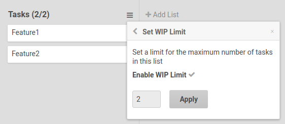 Wekan WIP Limits screenshot