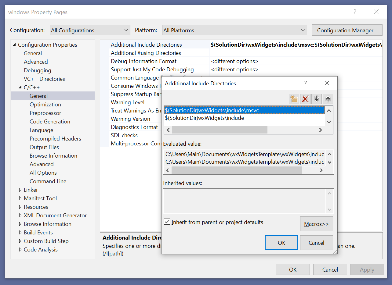 Include path configuration