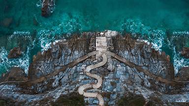 Stairs on the shoreline at Mylopotamos Beach, Thessaly, Greece (© Orestis Zoumpos/Amazing Aerial Agency)