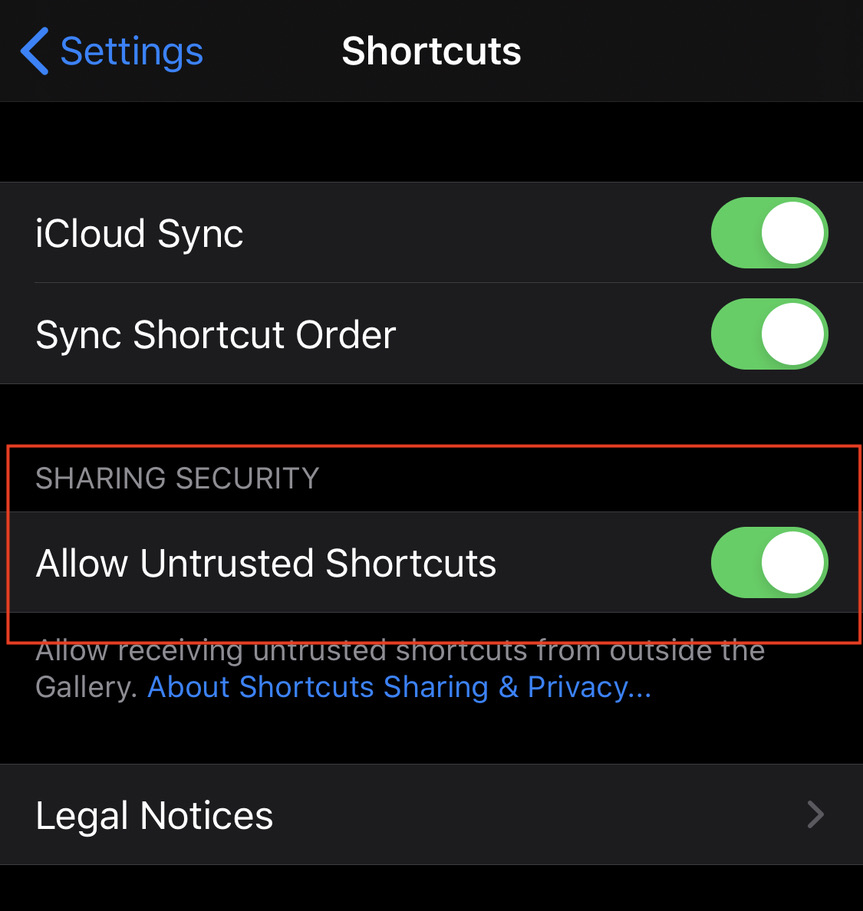 allowuntrustedshortcuts