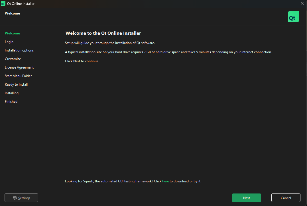 Initial Launch Page