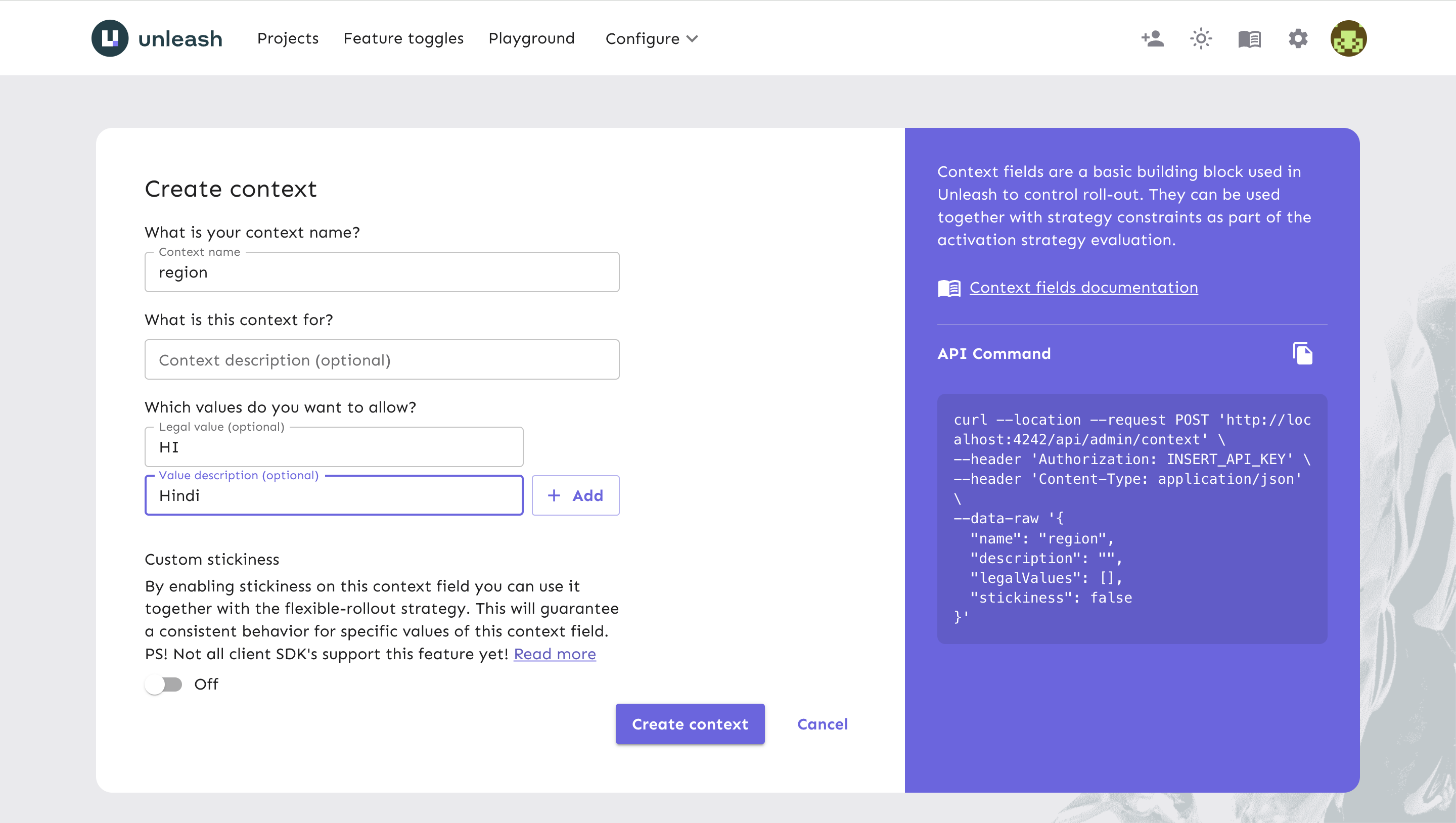 Define Custom Context Field