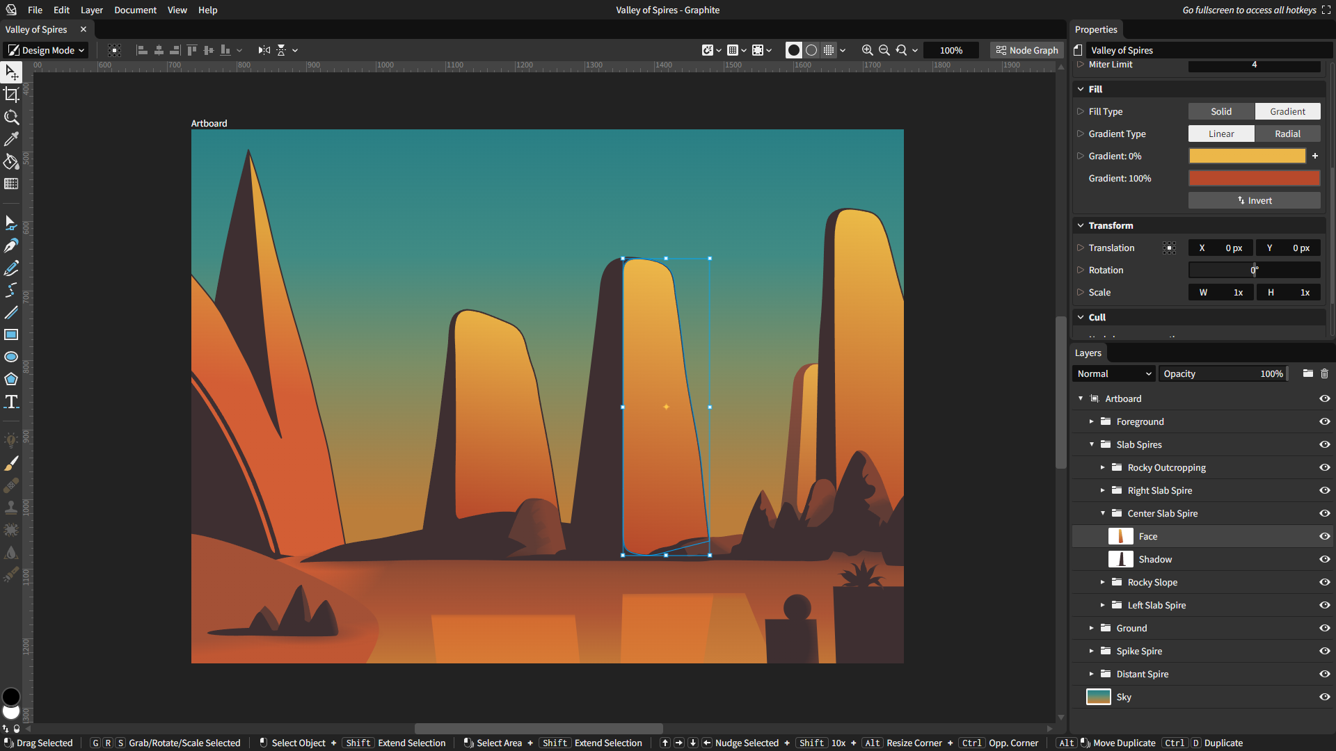 Vector artwork: "Valley of Spires"