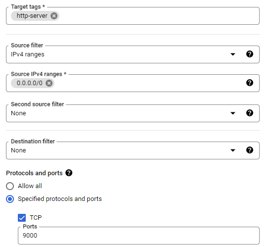 Create a firewall rule 2