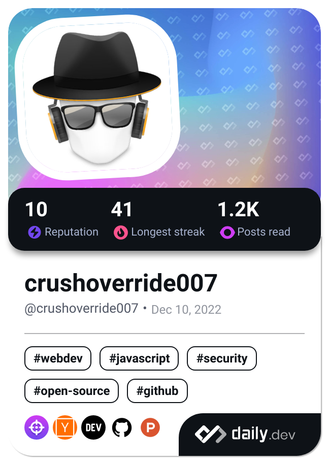 crushoverride007's Dev Card