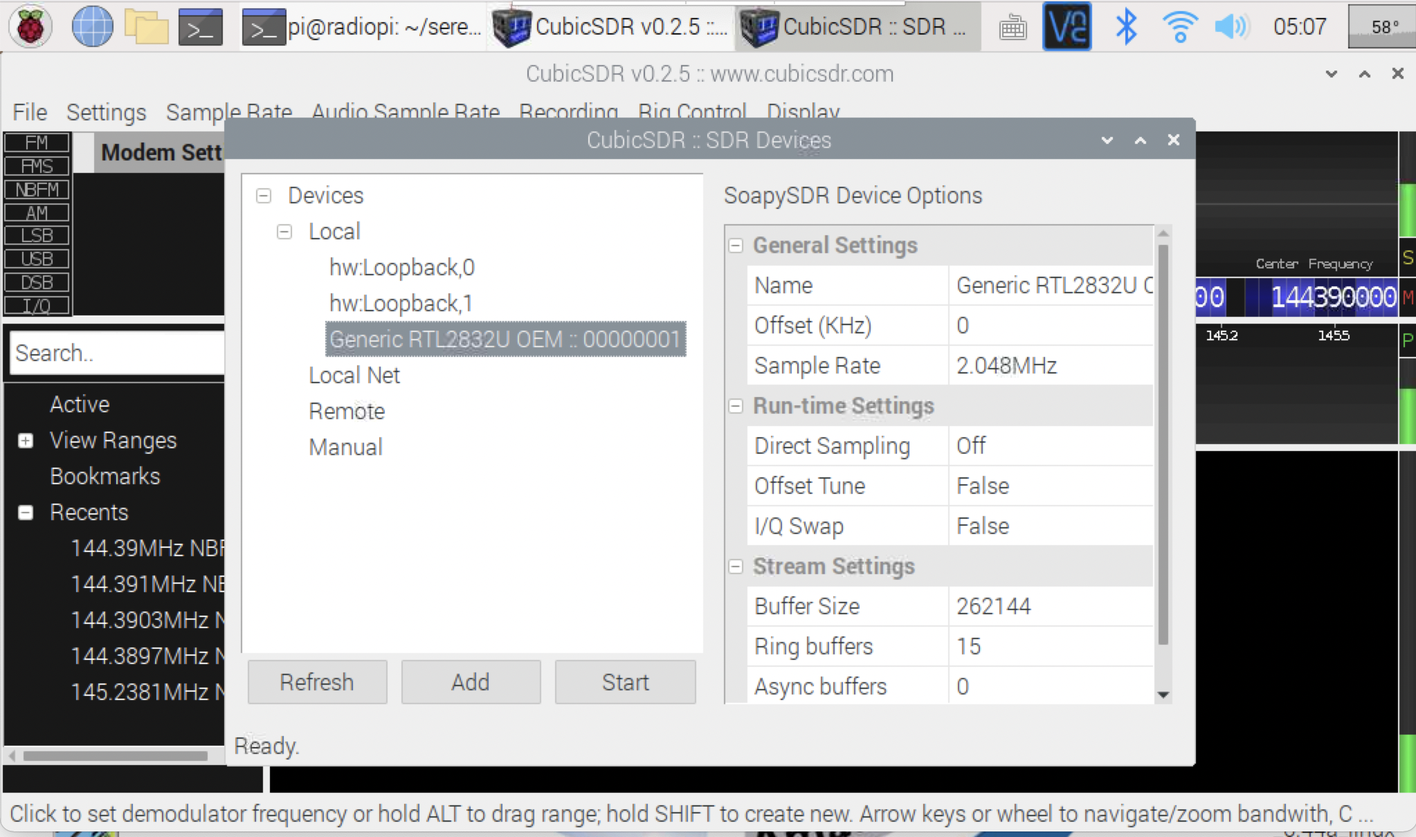 CubicSDR select RTL-SDR