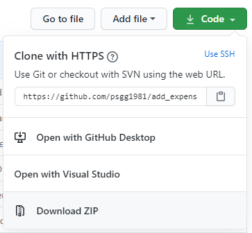 image showing clone and download actions in GitHub