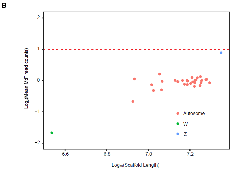 Male: female coverage ratios for each chromosome