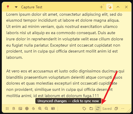 Unsynced changes — click to sync now