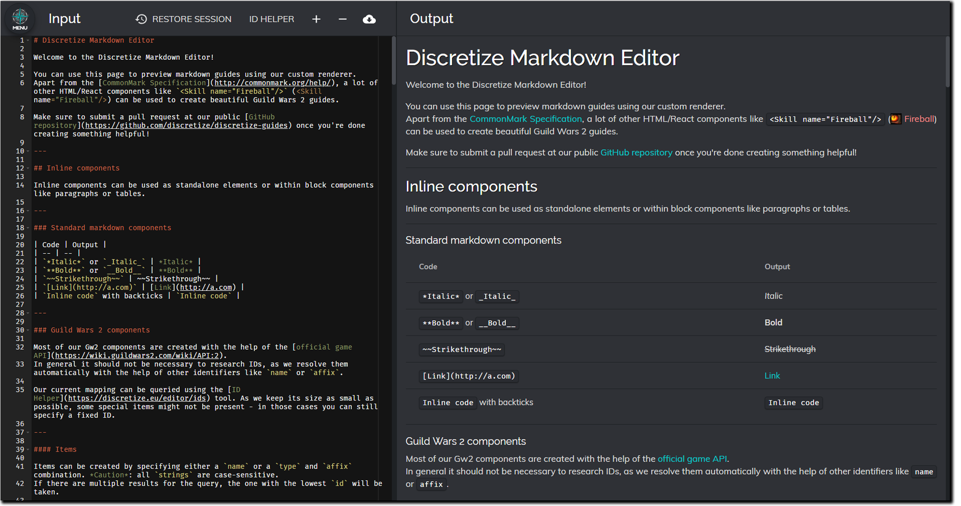 Discretize Markdown Editor