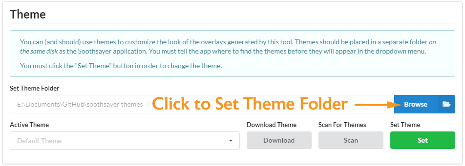 Browsing for a Theme Folder