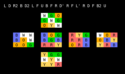 Shows graphically the scramble