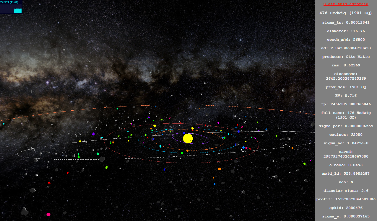 asteroid hunting in webGL