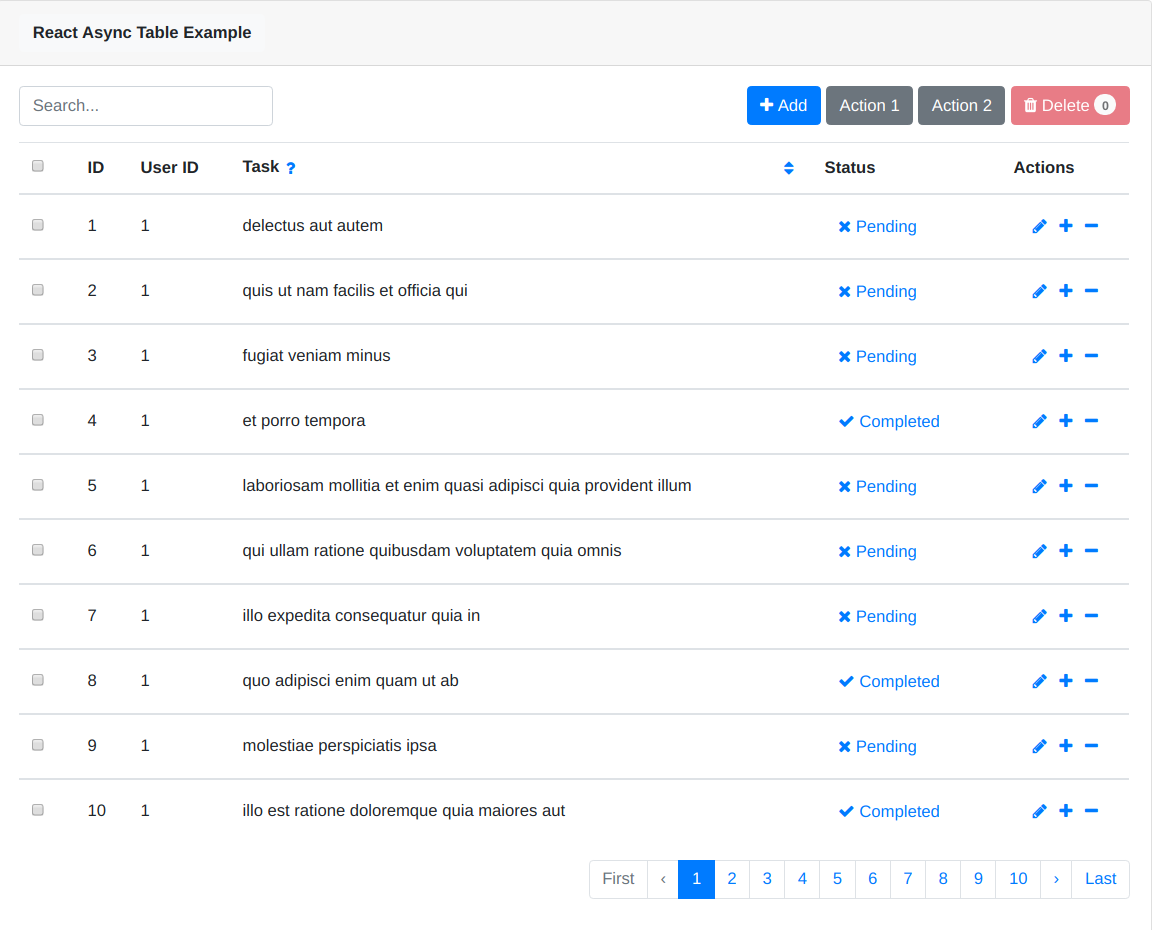 React Async Table Screenshot