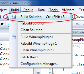 Build Solution menu item