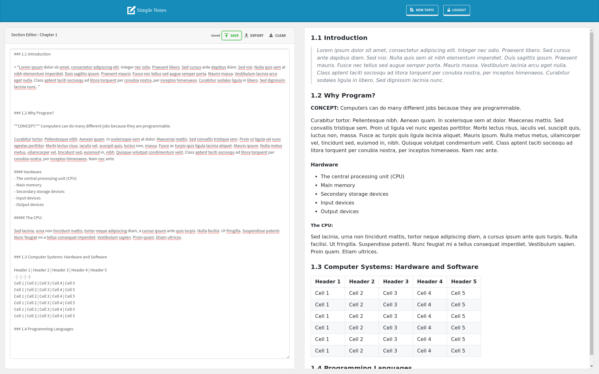 Image of section editor