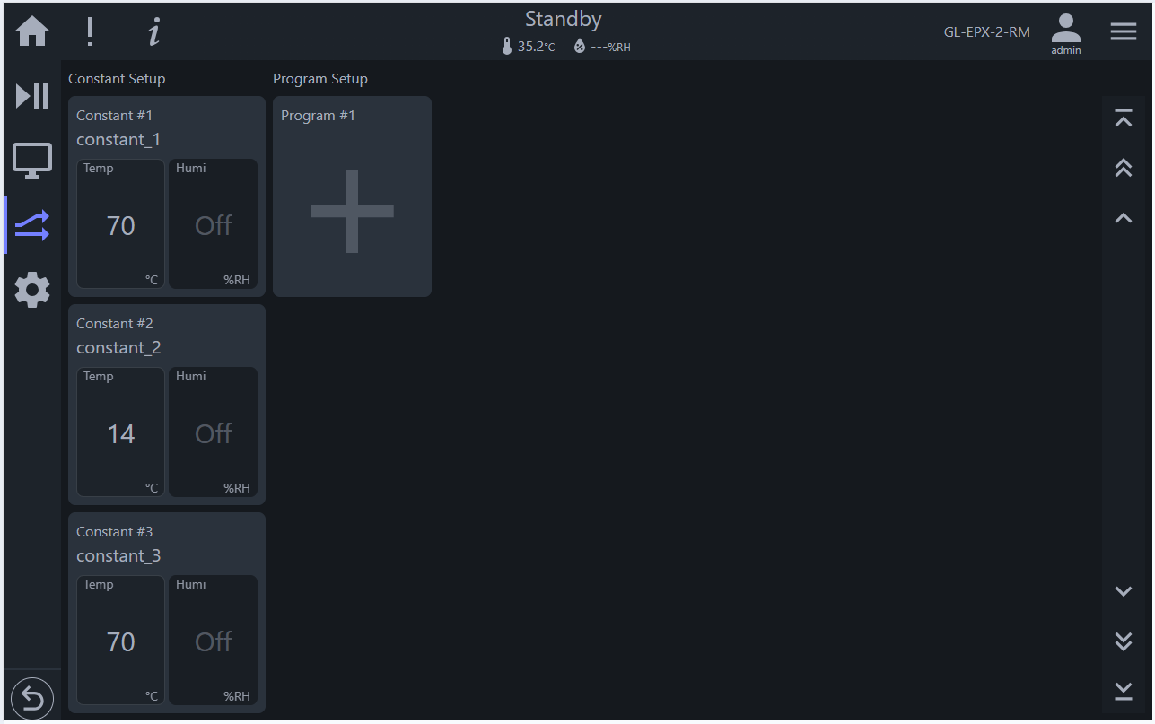 Program Setup panel containing empty list
