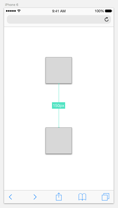 Artboard with a spacing measurement.