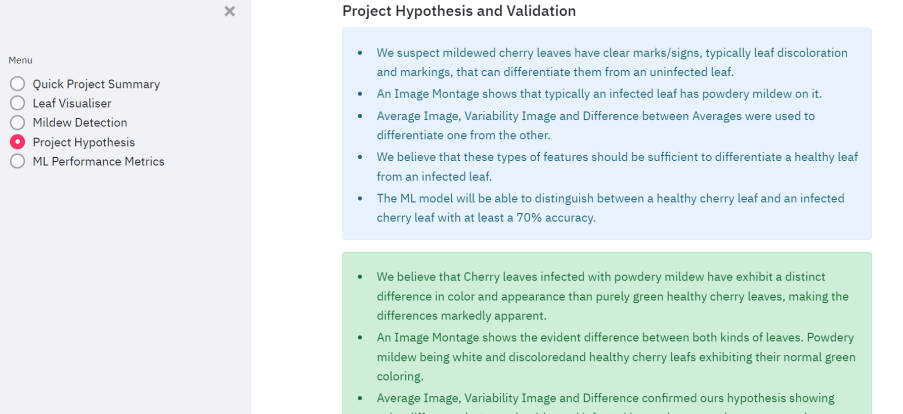 Project Hypothesis and Validation