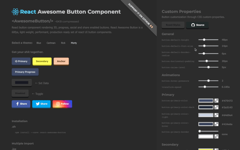 React Awesome Button preview