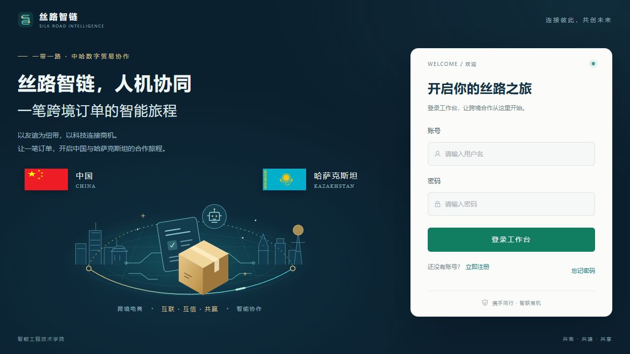 丝路智链桌面登录页，登录字段为空