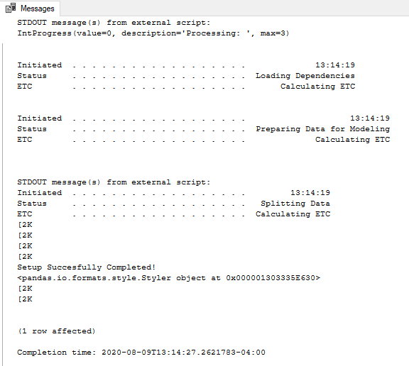 Output from Console