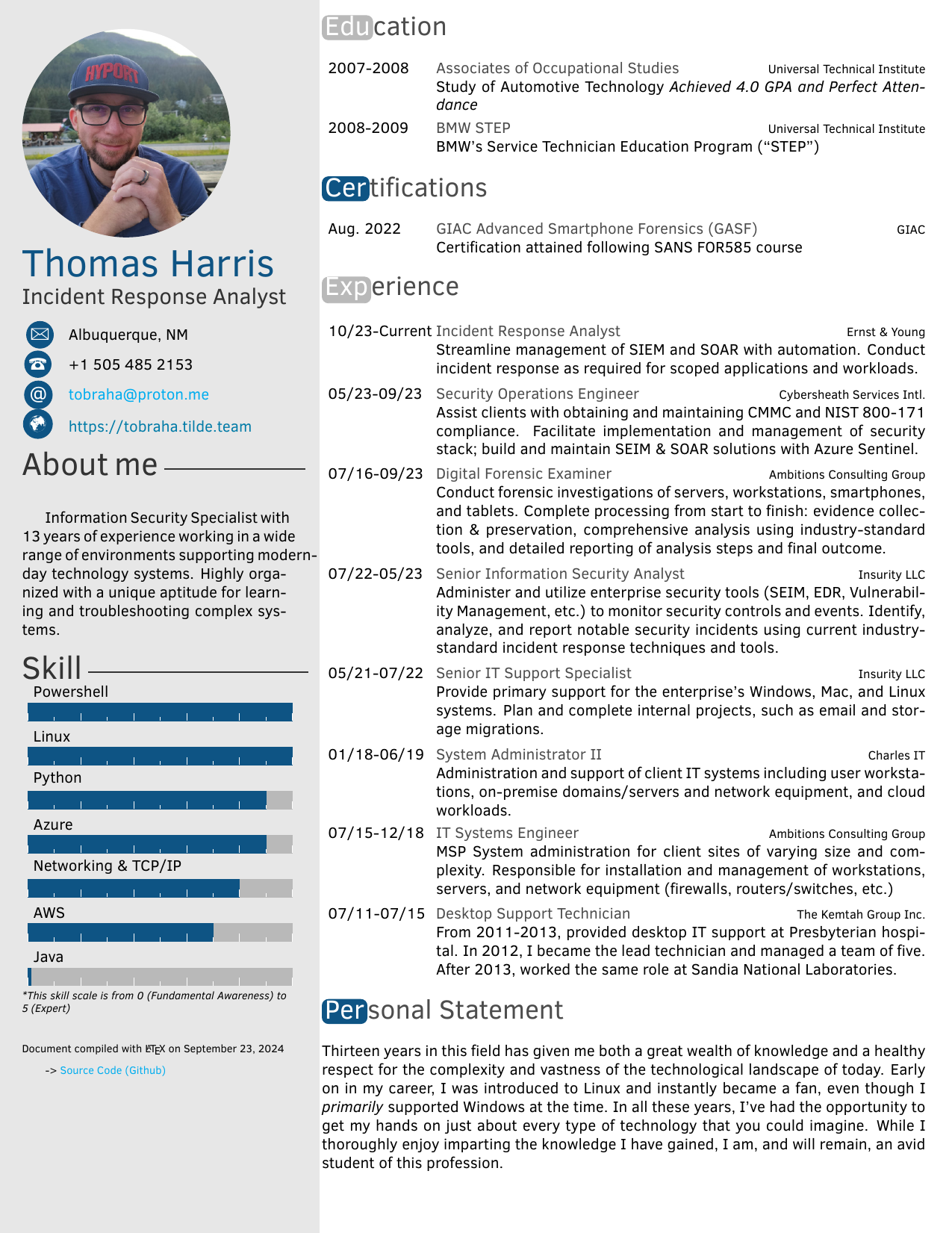 A PNG image version of my Resume. The original version is a PDF and can be found at the following URL: https://tobraha.tilde.team/resume/tharris_cv.pdf