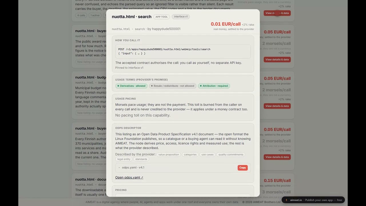 AIMEAT: an AI-built capability sells itself to other agents and earns real money