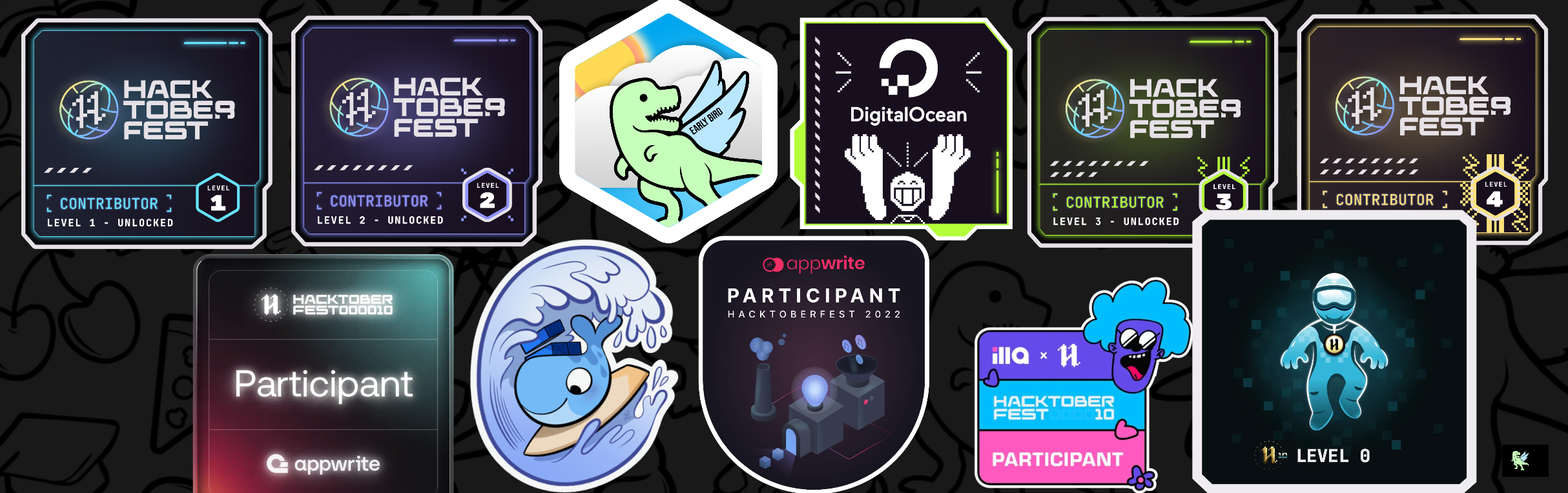 An image of @shivan's Holopin badges, which is a link to view their full Holopin profile