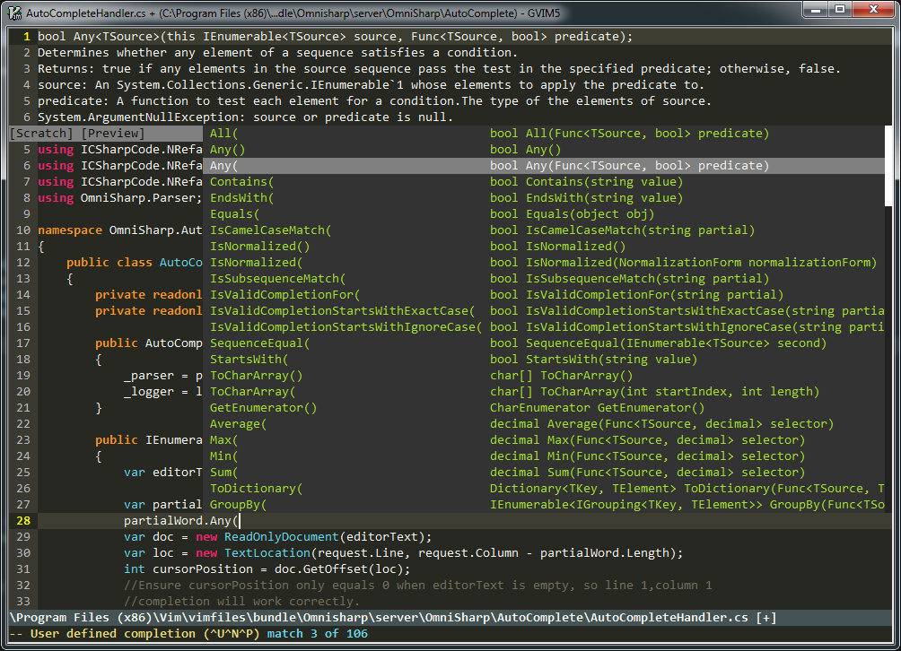 OmniSharp screenshot