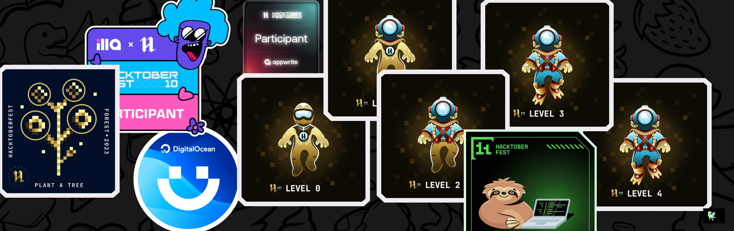 An image of @Pratham's Holopin badges, which is a link to view their full Holopin profile