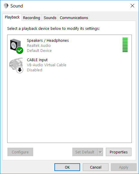 VBCable Configuration