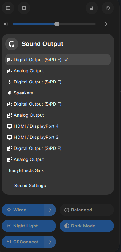 Gnome 43 audio settings