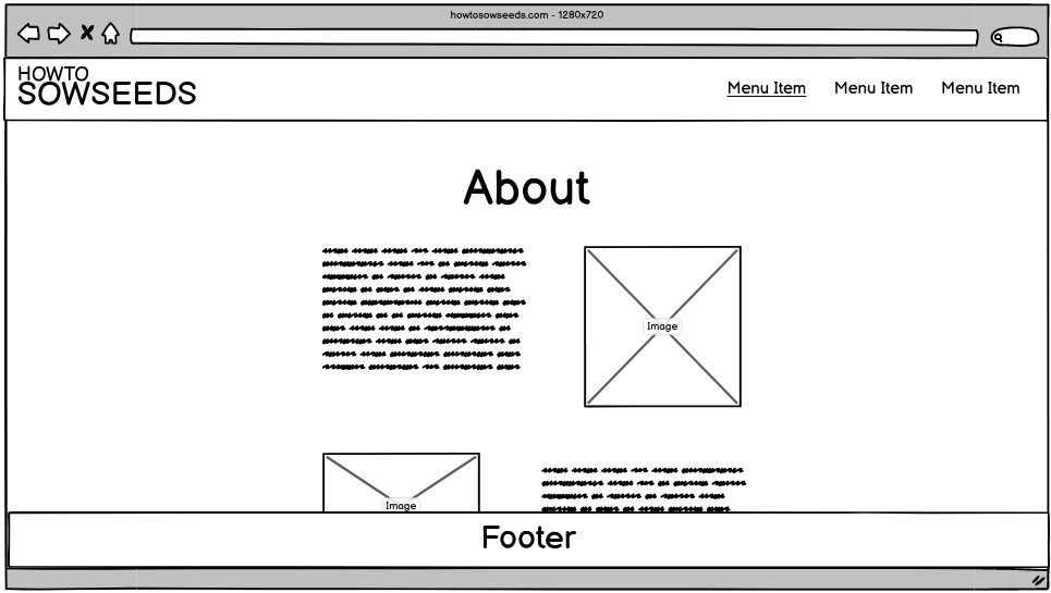 Wireframe for Laptop About page