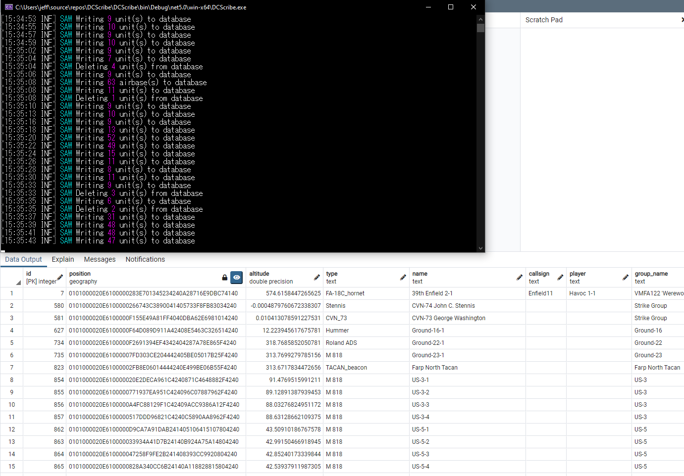 DCScribe & PostgreSQL screenshot