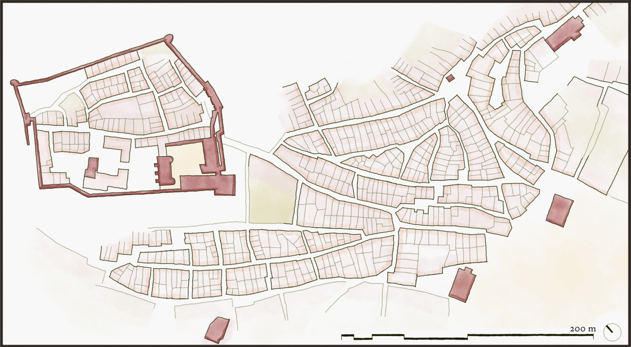 breaking up of perimetre blocks with alleys, fifteenth century or earlier