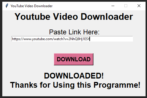 YouTube Video has been Downloaded