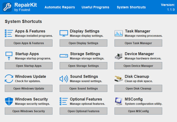 System Shortcuts