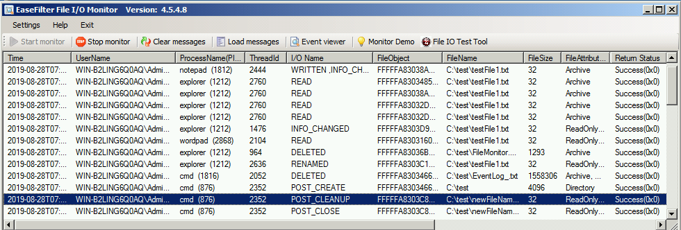 File Monitor output