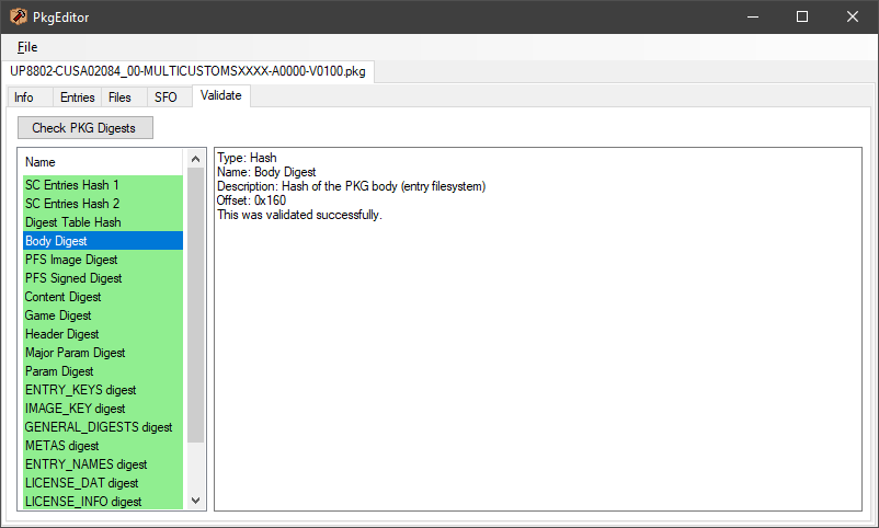 PKG Digest Check