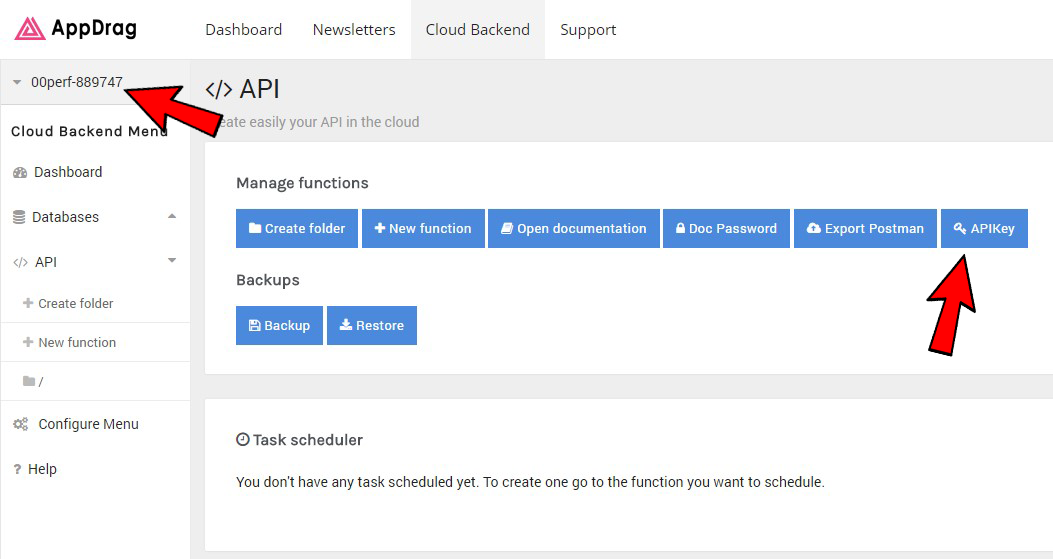 CloudBackend API Dashboard