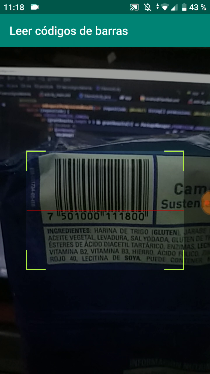 Leer código de barras con cámara - Ejemplo de app