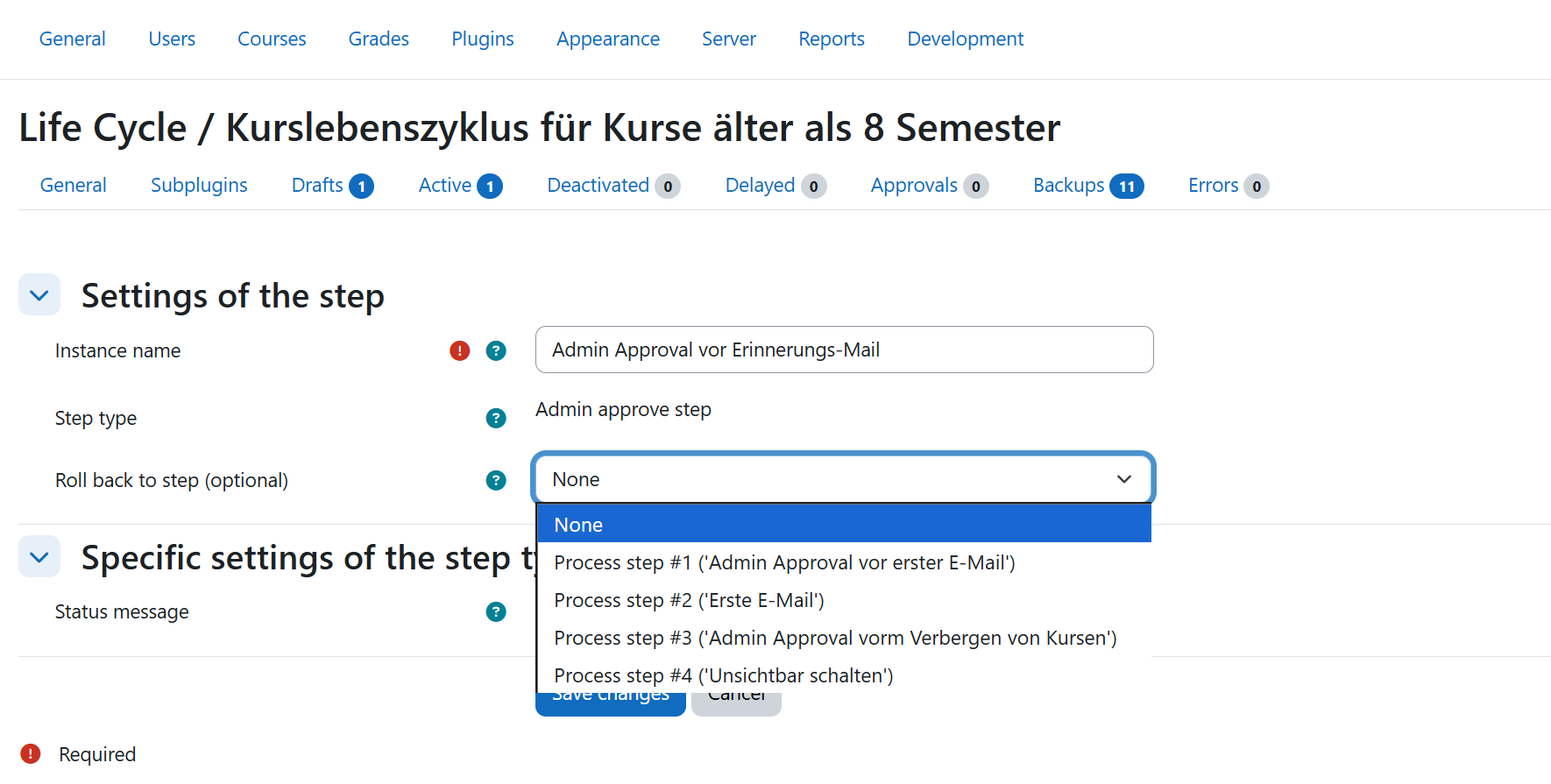 Define Rollback Target Step