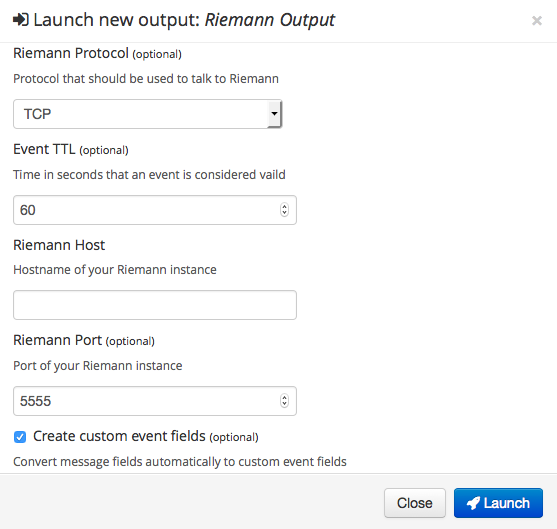 Screenshot: Riemann Output Settings