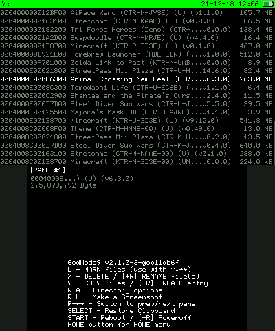 GodMode9 Title listing