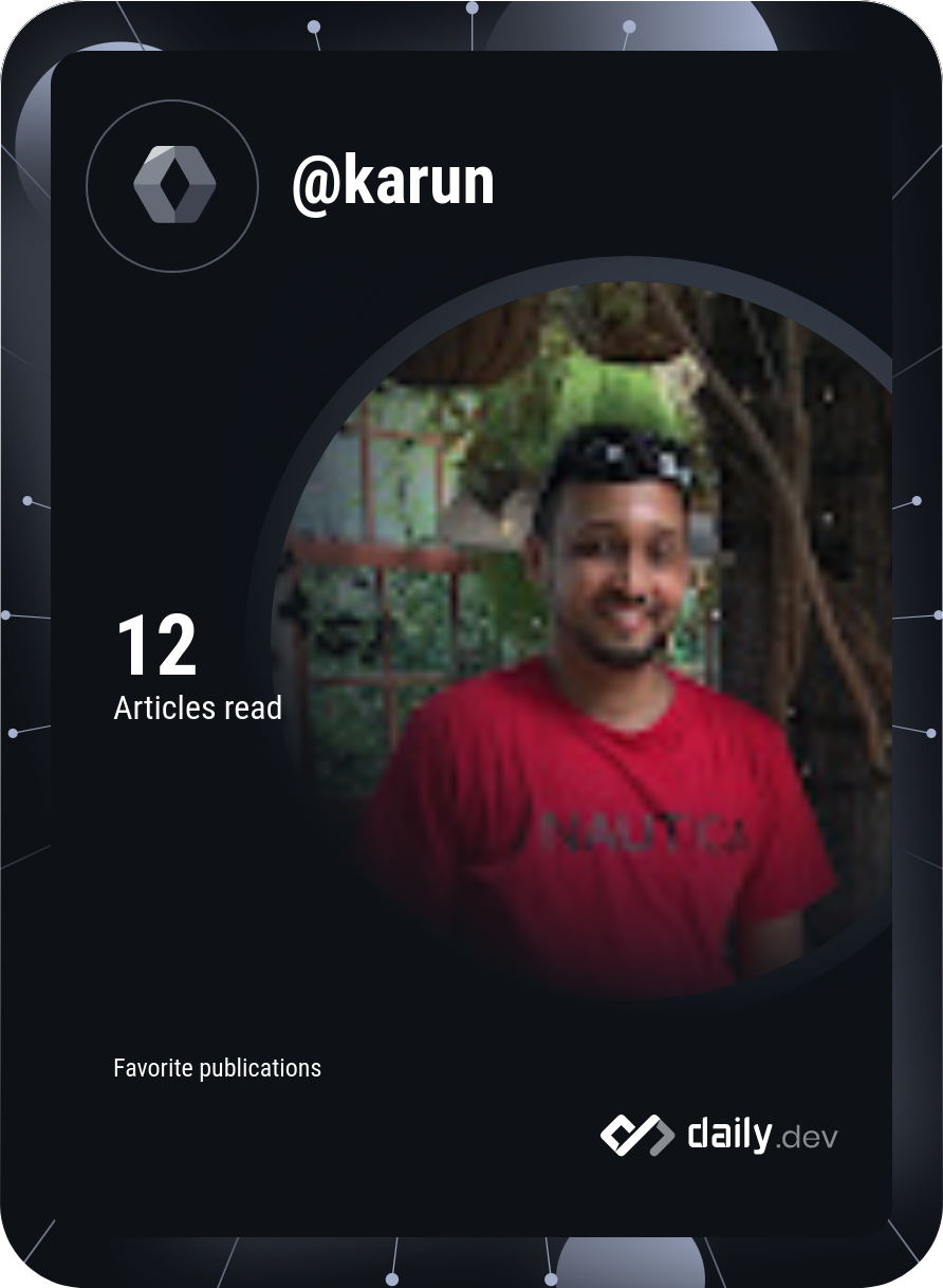 Karun's Dev Card