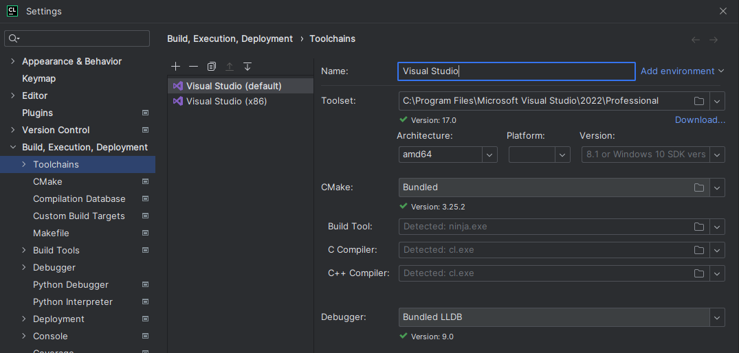 Toolchain Settings