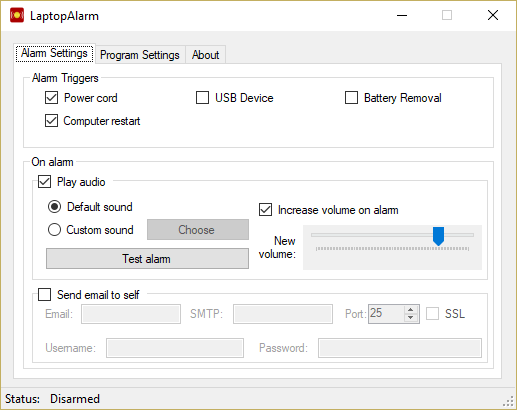 screenshot of LaptopAlarm